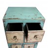 Vintage skříňka s osmi šuplíky tyrkysovo krémová